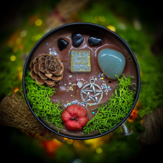 BOOK OF SHADOWS Crystal Infused and Decorated Candle