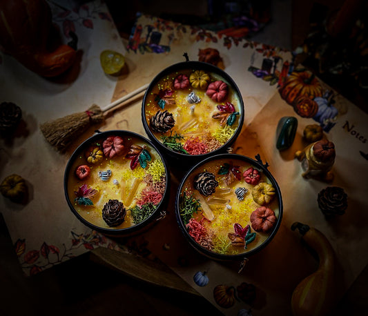 AUTUMN HARVEST | Crystal Infused & Decorated Scented Candle