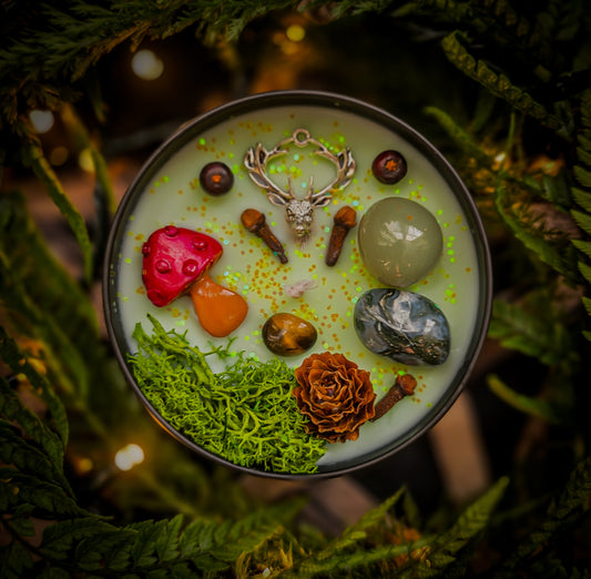 CERNUNNOS Crystal Infused and Decorated Candle