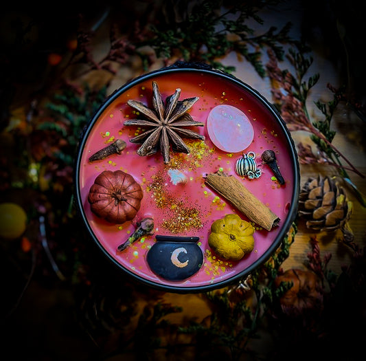 BEWITCHING BREW | Crystal Infused & Decorated Scented Candle