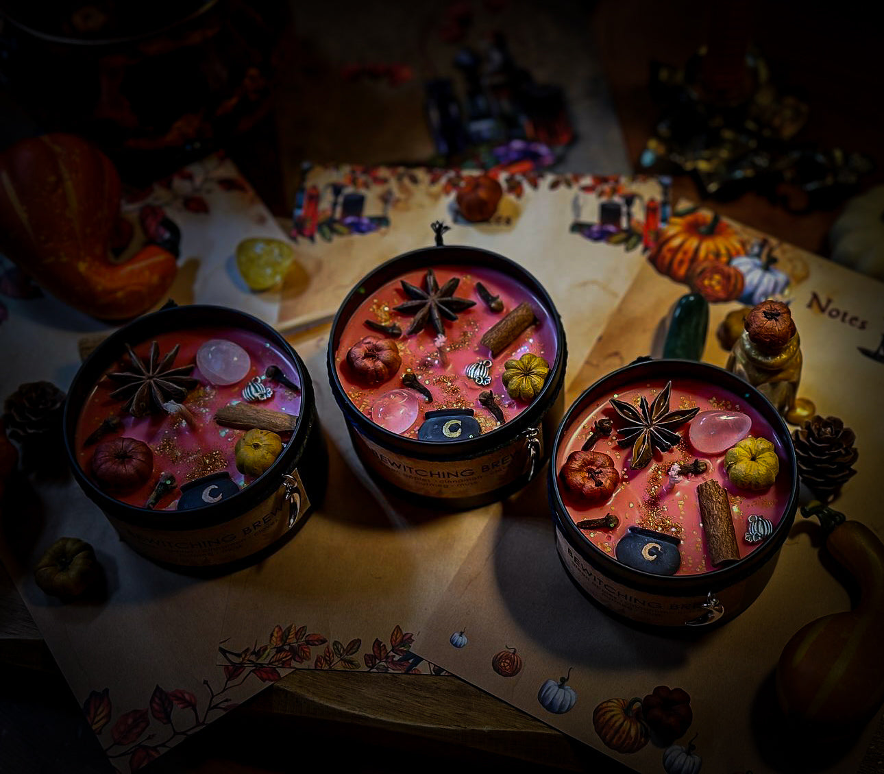 BEWITCHING BREW | Crystal Infused & Decorated Scented Candle