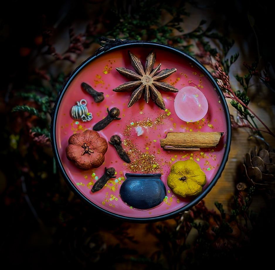 BEWITCHING BREW | Crystal Infused & Decorated Scented Candle
