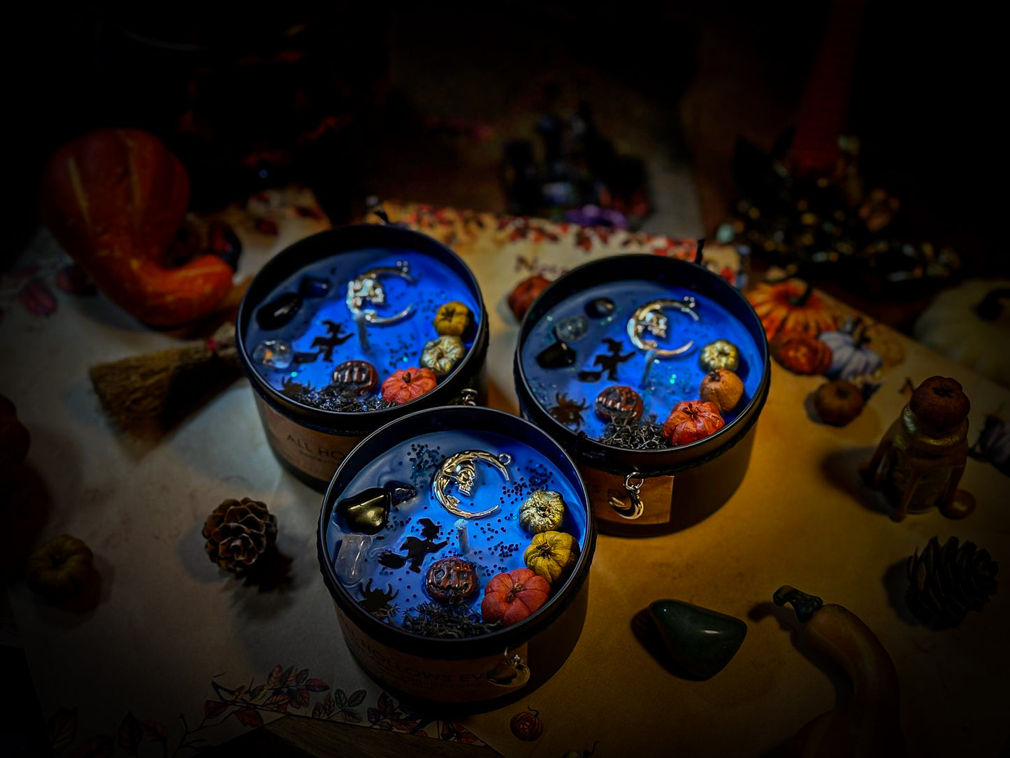 ALL HOLLOW'S EVE | Crystal infused & decorated scented candle