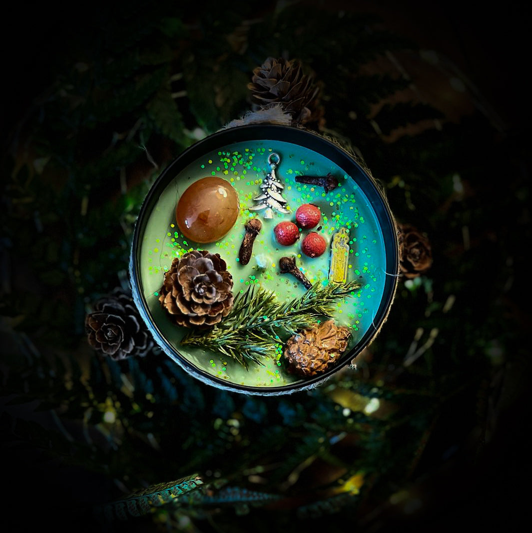 YULE LOG | Crystal Infused & Decorated Scented Candle