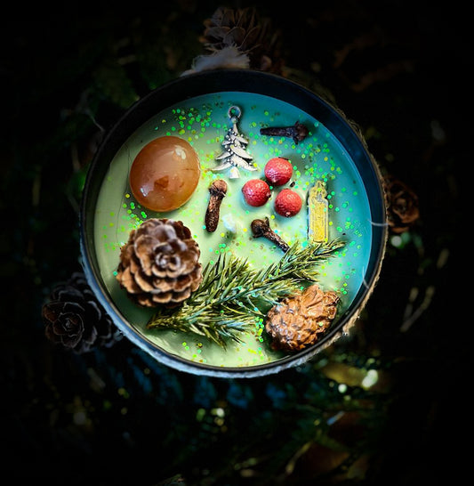 YULE LOG | Crystal Infused & Decorated Scented Candle