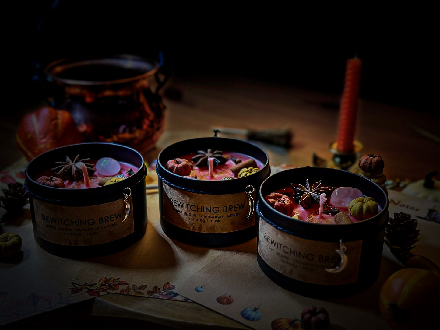 BEWITCHING BREW | Crystal Infused & Decorated Scented Candle