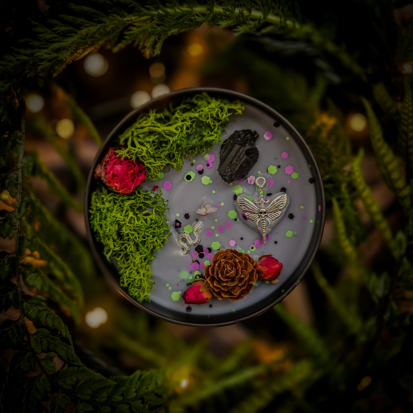 COVEN Crystal Infused and Decorated candle