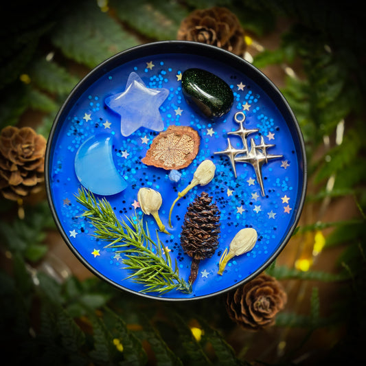 FROSTED MOONLIGHT | Crystal Infused & Decorated Scented Candle