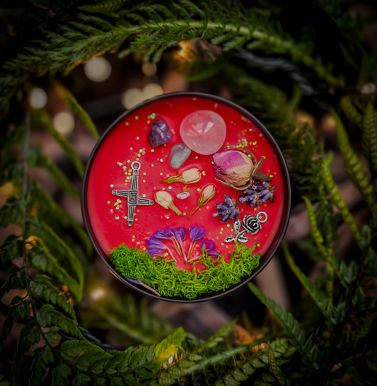 BRIGID Crystal Infused and Decorated Candle